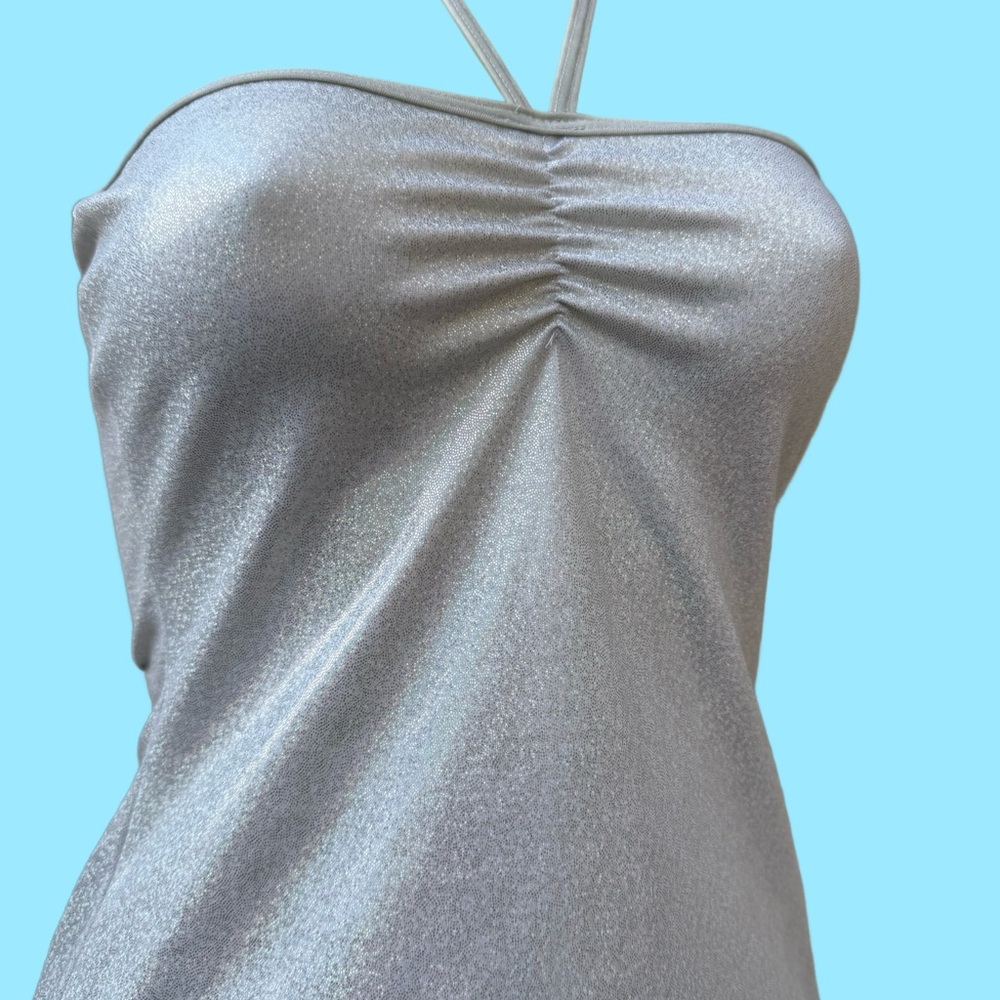 MAKE AN OFFER Sexy Silver Halter Dress bodycon size s/m